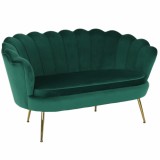 Cumpara ieftin Banca catifea verde smarald crom auriu Noblin 135x75x78 cm