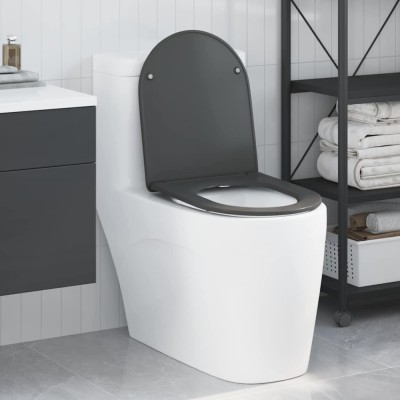 vidaXL Capac WC cu eliberare rapidă &amp;icirc;nchidere lentă antracit duroplast foto