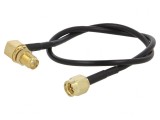 Cablu SMA 50&Omega; 0,3m Negru Drept-Angular