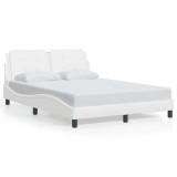 Cadru de pat fara saltea, Zadar, alb, 140x190 cm, piele ecologica