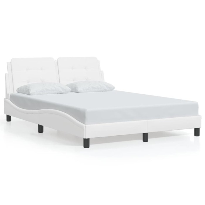 Cadru de pat fara saltea, Zadar, alb, 140x190 cm, piele ecologica
