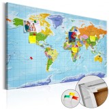 Cumpara ieftin Tablou din plută - World Map: Countries Flags [Cork Map] 120x80 cm