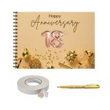 Set album foto pentru aniversari copii, GuestBook, pix si dubluadeziv inclus, plastifiat, Format A4, 18 ani, accesoriu nunta