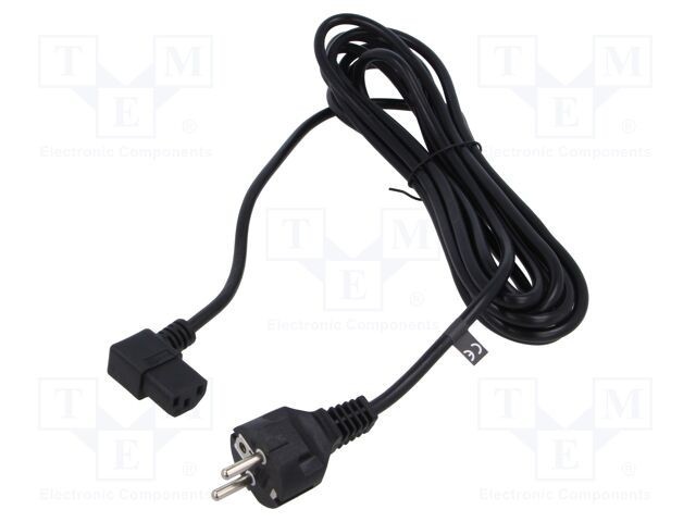 Cablu 3x1mm2 CEE 7/7 mufe IEC C13 mamă 90&deg; PVC 5m 10A POS