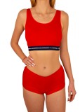 Chilot Brazilian Boxer Bumbac Elastic Luan C1214 Rosu XL. Lenjerie Dama Confortabila, Talie Inalta. 