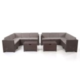 City Large 10 locuri colț de grădină set de mobilier maro