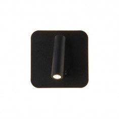 Aplica cu spot si lumina ambientala, port usb, 145×145 mm, slim, neagra, buz