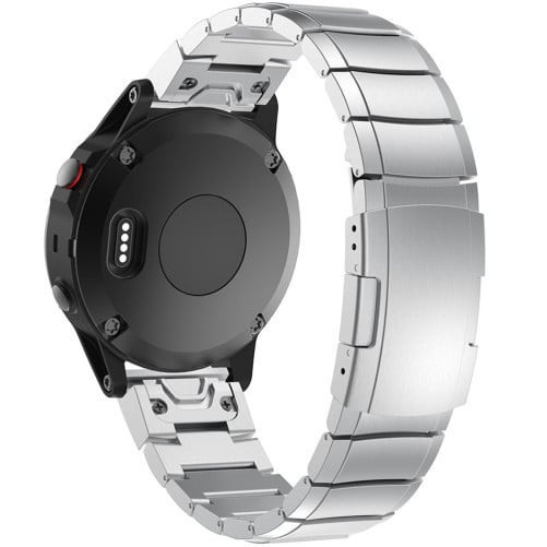 Curea ceas Smartwatch Garmin Fenix 7X / 6X / 5X Plus / 5X / 3 HR / 3, 26 mm Otel inoxidabil iUni Silver Link Bracelet