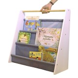 Biblioteca pentru copii portabila GINGER HOME mobilier pentru camera de copii alb gri