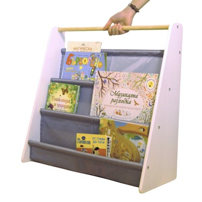 Biblioteca pentru copii portabila GINGER HOME mobilier pentru camera de copii alb gri foto