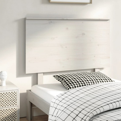 vidaXL Tăblie de pat, alb, 94x6x82,5 cm, lemn masiv de pin foto