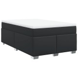 Cumpara ieftin Pat continental cu saltea, negru, 120x200 cm, piele ecologica