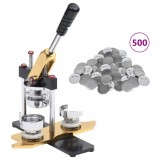 vidaXL Presă insigne cu 500 piese de insignă, 44 mm, ștanță rotundă