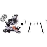 Fierastrau circular de masa culisant cu laser KZGS305-BE Scheppach 58012159944, 2000 W, O305 mm + Stand de lucru Troy 90012