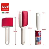Cumpara ieftin Set profesional rola adeziva si perii pentru intretinerea tesaturilor, Ippa, Rola de 5 metri, 3 bucati, Rosu/Alb, made in Italy