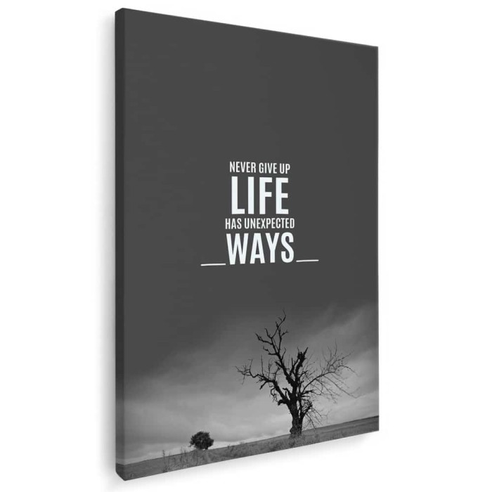 Tablou mesaj motivational despre viata alb negru 1494 Tablou canvas pe panza CU RAMA 50x70 cm