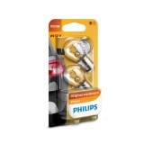 Becuri Stop Frana Philips P21/4W 12V, Set 2 Bucati, Blister, Lumina Auto Sigura