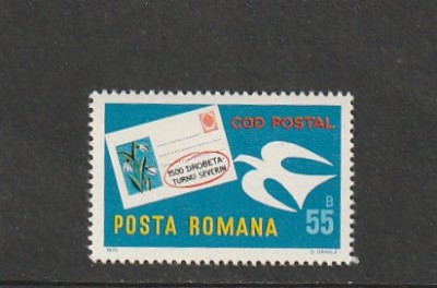 ROMANIA 1975 LP 877 CODIFICAREA POSTALA IN R.S.R. MNH NESTAMPILAT foto
