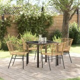 Set dining grădină , 5 piese, maro, din rattan sintetic