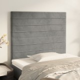 vidaXL Tăblii de pat, 2 buc, gri deschis, 100x5x78/88 cm, catifea
