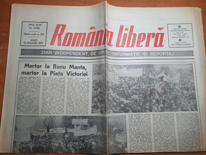 romania libera 30 ianuarie 1990-procesul comunistilor,miting banua manta