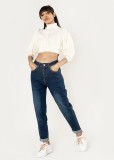 Blugi dama Mom Fit Nina Carter Albastru inchis P502-9 M8, 34, 36, 38, 40, 42, 44