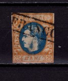 RO 1869 ,LP 28 ,&quot;Carol I cu favoriti&quot;, 25 B , stampila FRANCO