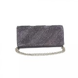 Cumpara ieftin Geanta plic seara, gri, 20 x 10 cm, model dungi oblice in relief cu sclipici, Magrot 24026