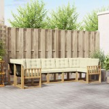 vidaXL Set Canapele Exterior 7 Piese Lemn Acacia Alb Crem Canapele Gradina Rezistent Usor Curatat Mobila
