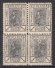ROMANIA 1900/1906 LP 54 c REGELE CAROL I SPIC DE GRAU FARA FILIGRAN VALOAREA 1 BAN NEGRU BLOC DE 4 TIMBRE STARE MNH, Nestampilat