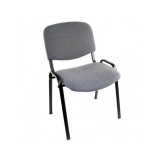 Scaun vizitator Felicia, cadru metalic, tapitat cu stofa, stivuibil, 120 kg, gri/negru