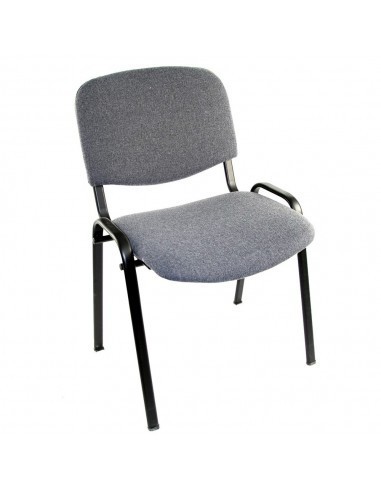Scaun vizitator Felicia, cadru metalic, tapitat cu stofa, stivuibil, 120 kg, gri/negru