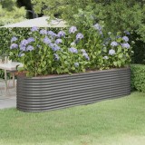 vidaXL Strat &icirc;nălțat grădină gri 296x80x68cm oțel vopsit electrostatic