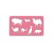 Sablon pentru desen, 7 animale salbatice, 21x12 cm, roz