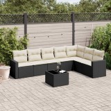 Cumpara ieftin Set mobilier de grădină cu perne, 8 piese, negru, poliratan