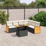 vidaXL Set canapele de grădină cu perne, 7 piese, negru, poliratan 3273975