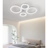 Cumpara ieftin Lustra LED 4 cercuri, diamante, telecomanda wifi 2.4G, lumina/rece/calda/neutra, intensitate reglabila