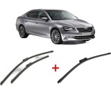 Cumpara ieftin Set 3 stergatoare SKODA SUPERB III (3V3) din 2015 - 2024, pentru parbriz si luneta fata si spate auto, Bosch Aerotwin, din cauciuc siliconat rezistent