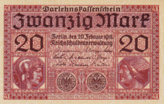 Bancnota Germania 20 Marci 1918 - P57 UNC foto