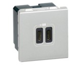 Priza USB tip C dubla 2M 15W Legrand Mosaic aluminiu 079390