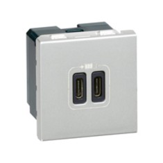 Priza USB tip C dubla 2M 15W Legrand Mosaic aluminiu 079390