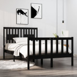 VidaXL Cadru de pat dublu 4FT, negru, 120x190 cm, lemn masiv