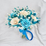Buchet flori de camp , personalizabil, ideal pentru cununie civila, nunta, mireasa, nasa sau cadou, alb-blue
