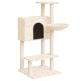 Cumpara ieftin Ansamblu de pisici cu stalpi din funie de sisal, crem, 108,5 cm