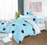 Lenjerie Pat Bumbac 6 Piese Cu Elastic Albastru 180x200 cm (1.8x2m) Husa Pilota+Cearceaf+4 Fete Perna