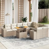 VidaXL Set canapele de grădină cu perne, 10 piese, bej, poliratan 3272794
