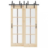 VidaXL Set feronerie pentru uși glisante, negru, 152,5 cm, oțel