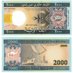 MAURITANIA █ bancnota █ 2000 Ouguiya █ 2004 █ P-14a █ UNC █ necirculata