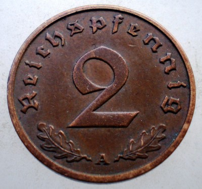 2.616 GERMANIA 2 REICHSPFENNIG 1938 A foto