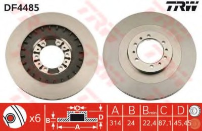 Disc frana MITSUBISHI L 200 (K7, K6) (1996 - 2007) TRW DF4485 foto